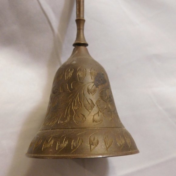 Vintage Brass Bells Victorian Lady and Long Handled Bell Lot of 2 Bells - Picture 6 of 9